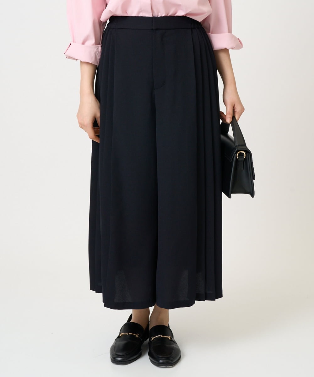 F1LGD26170 MK MICHEL KLEIN(小さいサイズ)(メゾン ドゥ サンク) 【小さいサイズ】サイドプリーツガウチョパンツ/洗える ネイビー