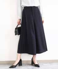 F1LGD26170 MK MICHEL KLEIN(小さいサイズ)(メゾン ドゥ サンク) 【小さいサイズ】サイドプリーツガウチョパンツ/洗える ネイビー