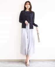 F1LGD26170 MK MICHEL KLEIN(小さいサイズ)(メゾン ドゥ サンク) 【小さいサイズ】サイドプリーツガウチョパンツ/洗える ネイビー