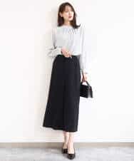 F1LGD26170 MK MICHEL KLEIN(小さいサイズ)(メゾン ドゥ サンク) 【小さいサイズ】サイドプリーツガウチョパンツ/洗える ネイビー