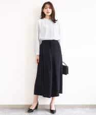 F1LGD26170 MK MICHEL KLEIN(小さいサイズ)(メゾン ドゥ サンク) 【小さいサイズ】サイドプリーツガウチョパンツ/洗える ネイビー