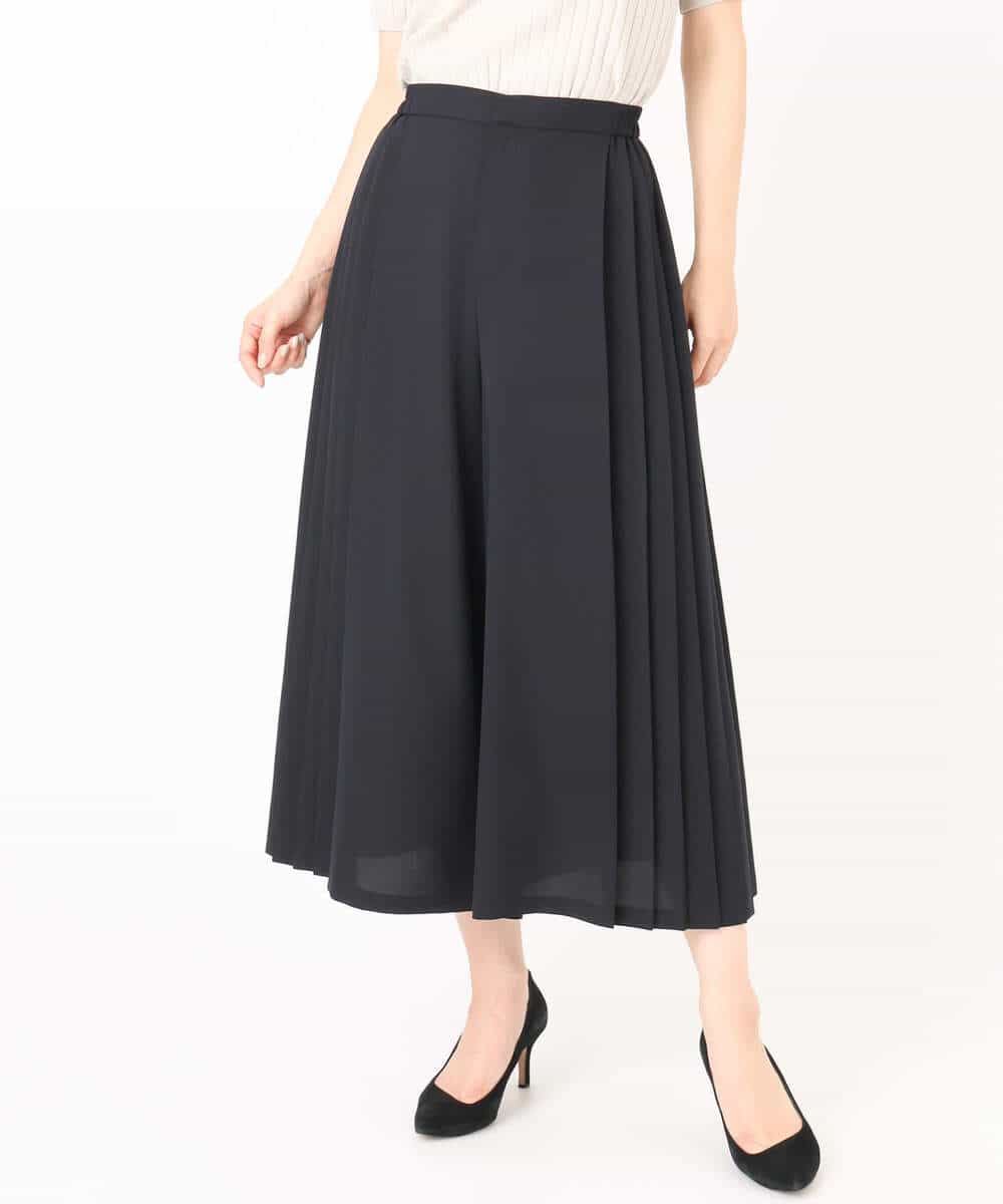 F1LGD26170 MK MICHEL KLEIN(小さいサイズ)(メゾン ドゥ サンク) 【小さいサイズ】サイドプリーツガウチョパンツ/洗える ネイビー