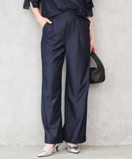 F1LGD30160 MK MICHEL KLEIN(小さいサイズ)(メゾン ドゥ サンク) 【小さいサイズ】[SANAGARAシリーズ]デニムライク ワイドパンツ/接触冷感/UVカット/洗濯機で洗える ネイビー