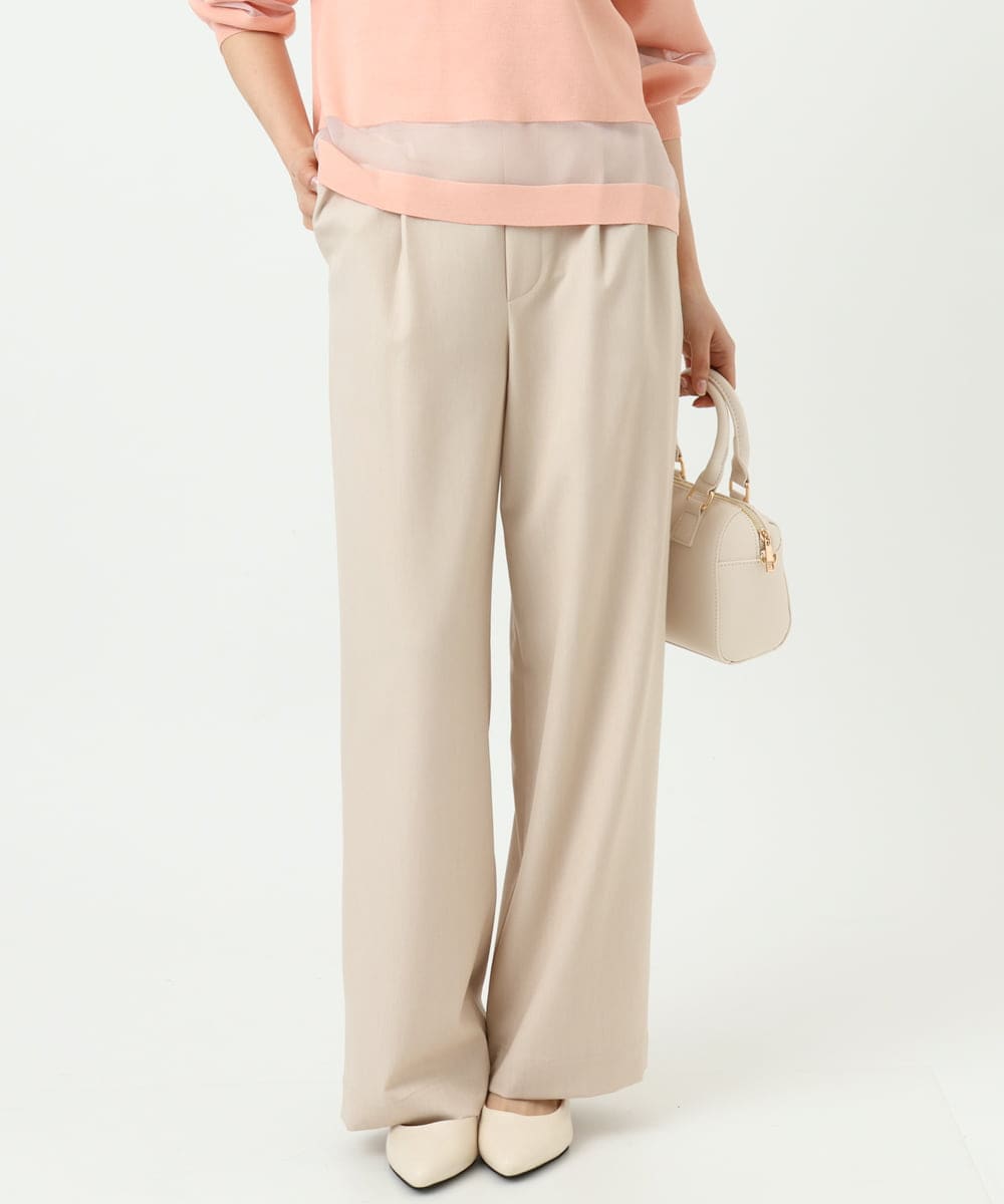 F1LGD30160 MK MICHEL KLEIN(小さいサイズ)(メゾン ドゥ サンク) 【小さいサイズ】[SANAGARAシリーズ]デニムライク ワイドパンツ/接触冷感/UVカット/洗濯機で洗える ネイビー