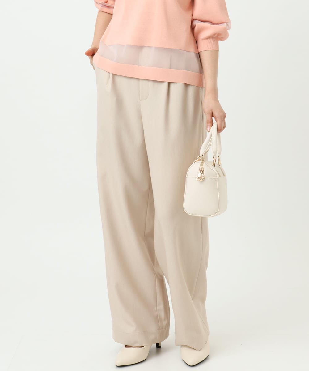 F1LGD30160 MK MICHEL KLEIN(小さいサイズ)(メゾン ドゥ サンク) 【小さいサイズ】[SANAGARAシリーズ]デニムライク ワイドパンツ/接触冷感/UVカット/洗濯機で洗える ネイビー