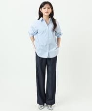 F1LGD30160 MK MICHEL KLEIN(小さいサイズ)(メゾン ドゥ サンク) 【小さいサイズ】[SANAGARAシリーズ]デニムライク ワイドパンツ/接触冷感/UVカット/洗濯機で洗える ネイビー