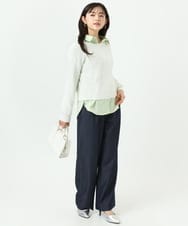 F1LGD30160 MK MICHEL KLEIN(小さいサイズ)(メゾン ドゥ サンク) 【小さいサイズ】[SANAGARAシリーズ]デニムライク ワイドパンツ/接触冷感/UVカット/洗濯機で洗える ネイビー