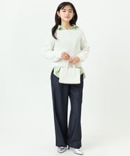 F1LGD30160 MK MICHEL KLEIN(小さいサイズ)(メゾン ドゥ サンク) 【小さいサイズ】[SANAGARAシリーズ]デニムライク ワイドパンツ/接触冷感/UVカット/洗濯機で洗える ネイビー