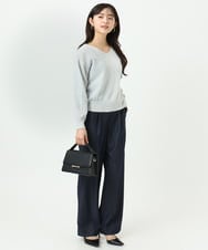 F1LGD30160 MK MICHEL KLEIN(小さいサイズ)(メゾン ドゥ サンク) 【小さいサイズ】[SANAGARAシリーズ]デニムライク ワイドパンツ/接触冷感/UVカット/洗濯機で洗える ネイビー