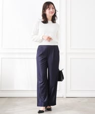 F1LGD30160 MK MICHEL KLEIN(小さいサイズ)(メゾン ドゥ サンク) 【小さいサイズ】[SANAGARAシリーズ]デニムライク ワイドパンツ/接触冷感/UVカット/洗濯機で洗える ネイビー