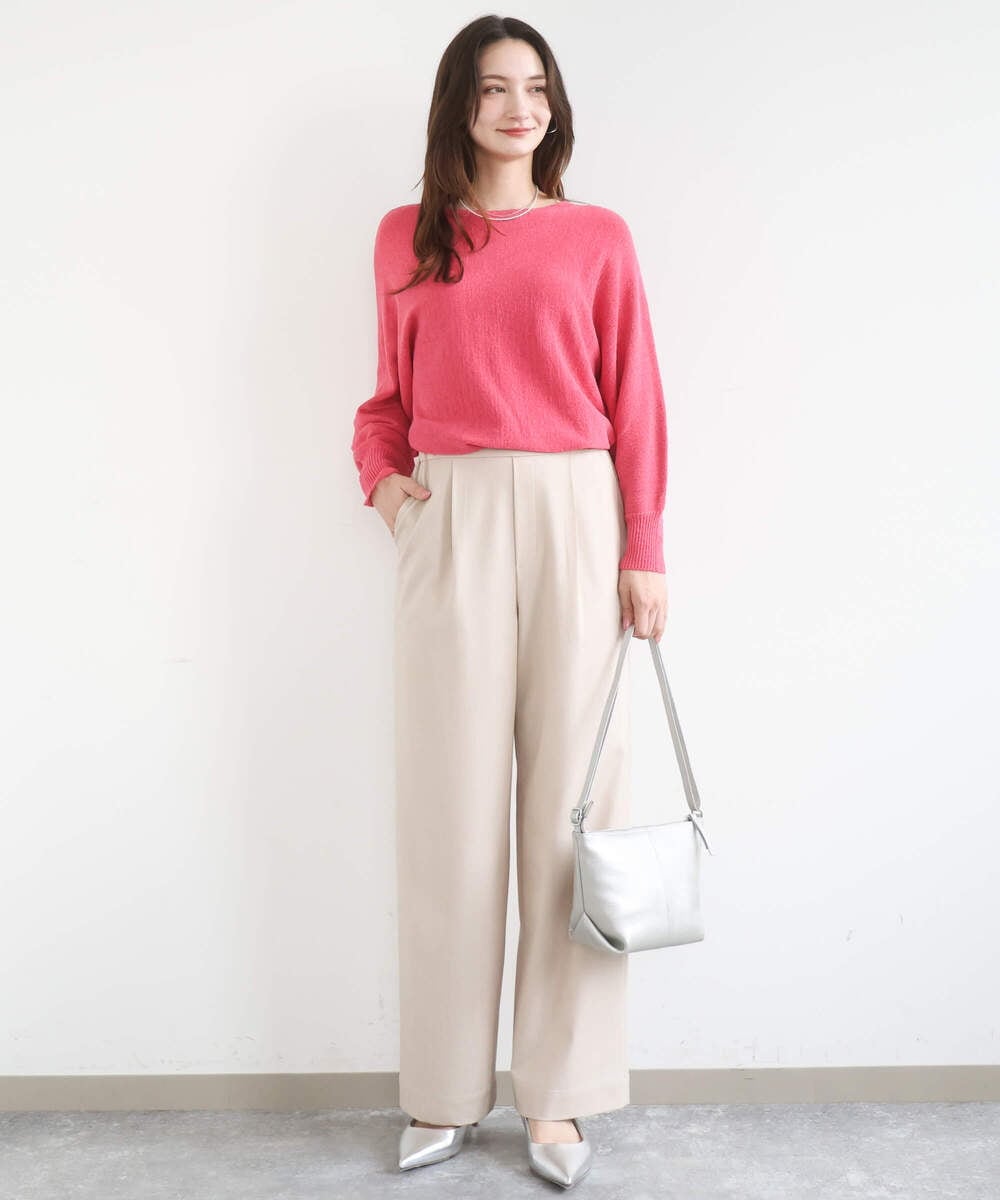 F1LGD30160 MK MICHEL KLEIN(小さいサイズ)(メゾン ドゥ サンク) 【小さいサイズ】[SANAGARAシリーズ]デニムライク ワイドパンツ/接触冷感/UVカット/洗濯機で洗える ネイビー