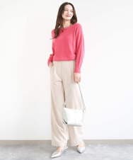 F1LGD30160 MK MICHEL KLEIN(小さいサイズ)(メゾン ドゥ サンク) 【小さいサイズ】[SANAGARAシリーズ]デニムライク ワイドパンツ/接触冷感/UVカット/洗濯機で洗える ネイビー