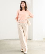 F1LGD30160 MK MICHEL KLEIN(小さいサイズ)(メゾン ドゥ サンク) 【小さいサイズ】[SANAGARAシリーズ]デニムライク ワイドパンツ/接触冷感/UVカット/洗濯機で洗える ネイビー