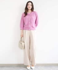 F1LGD30160 MK MICHEL KLEIN(小さいサイズ)(メゾン ドゥ サンク) 【小さいサイズ】[SANAGARAシリーズ]デニムライク ワイドパンツ/接触冷感/UVカット/洗濯機で洗える ネイビー