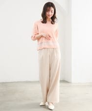 F1LGD30160 MK MICHEL KLEIN(小さいサイズ)(メゾン ドゥ サンク) 【小さいサイズ】[SANAGARAシリーズ]デニムライク ワイドパンツ/接触冷感/UVカット/洗濯機で洗える ネイビー