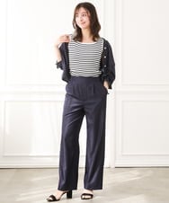 F1LGD30160 MK MICHEL KLEIN(小さいサイズ)(メゾン ドゥ サンク) 【小さいサイズ】[SANAGARAシリーズ]デニムライク ワイドパンツ/接触冷感/UVカット/洗濯機で洗える ネイビー