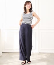 F1LGD30160 MK MICHEL KLEIN(小さいサイズ)(メゾン ドゥ サンク) 【小さいサイズ】[SANAGARAシリーズ]デニムライク ワイドパンツ/接触冷感/UVカット/洗濯機で洗える ネイビー