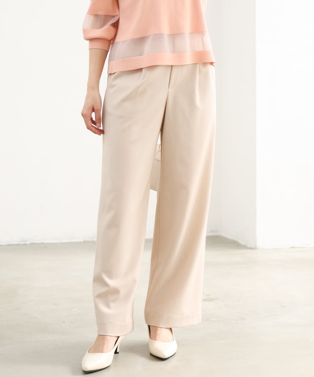 F1LGD30160 MK MICHEL KLEIN(小さいサイズ)(メゾン ドゥ サンク) 【小さいサイズ】[SANAGARAシリーズ]デニムライク ワイドパンツ/接触冷感/UVカット/洗濯機で洗える ネイビー