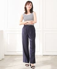 F1LGD30160 MK MICHEL KLEIN(小さいサイズ)(メゾン ドゥ サンク) 【小さいサイズ】[SANAGARAシリーズ]デニムライク ワイドパンツ/接触冷感/UVカット/洗濯機で洗える ネイビー