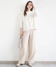 F1LGD30160 MK MICHEL KLEIN(小さいサイズ)(メゾン ドゥ サンク) 【小さいサイズ】[SANAGARAシリーズ]デニムライク ワイドパンツ/接触冷感/UVカット/洗濯機で洗える ネイビー