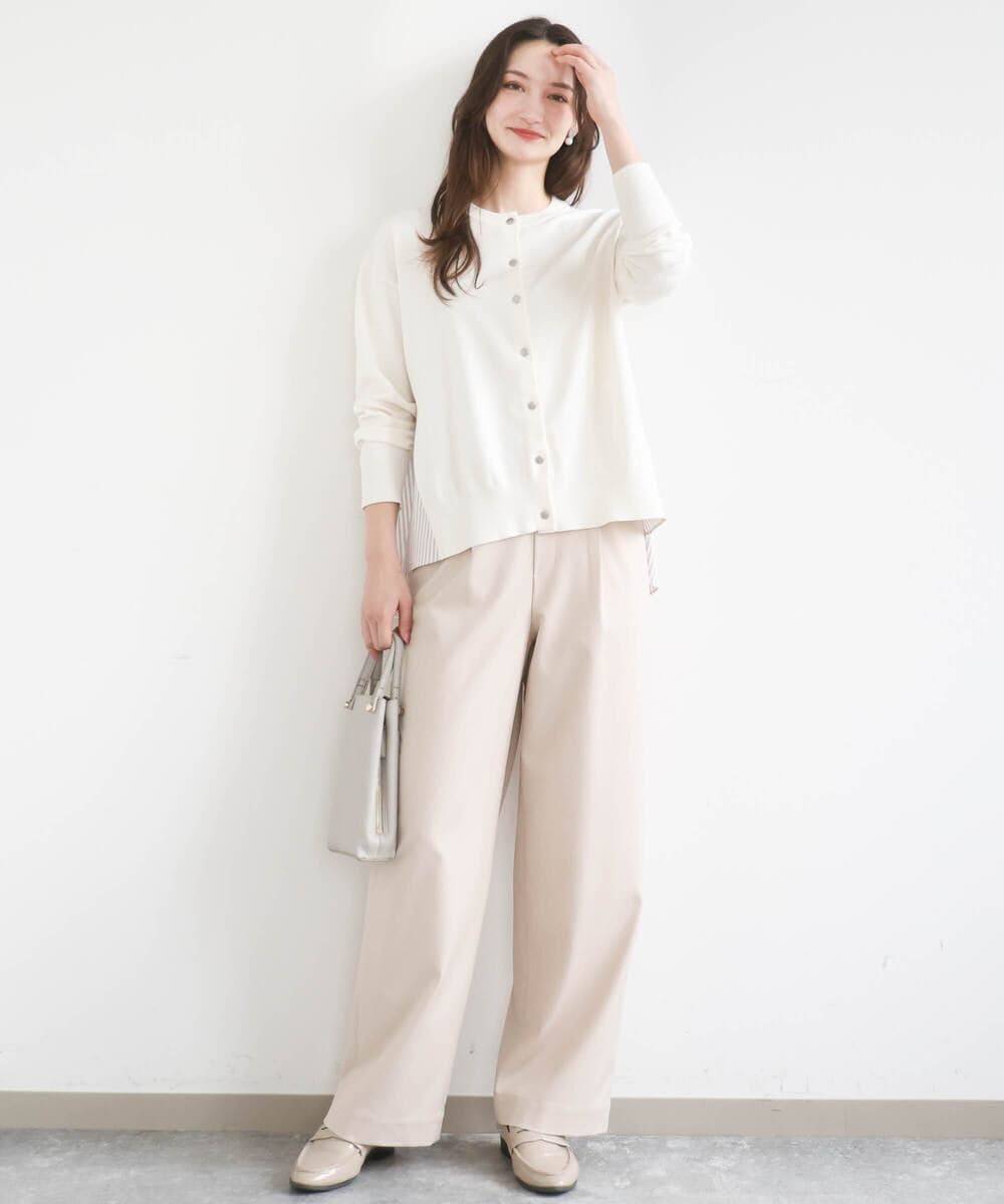 F1LGD30160 MK MICHEL KLEIN(小さいサイズ)(メゾン ドゥ サンク) 【小さいサイズ】[SANAGARAシリーズ]デニムライク ワイドパンツ/接触冷感/UVカット/洗濯機で洗える ネイビー