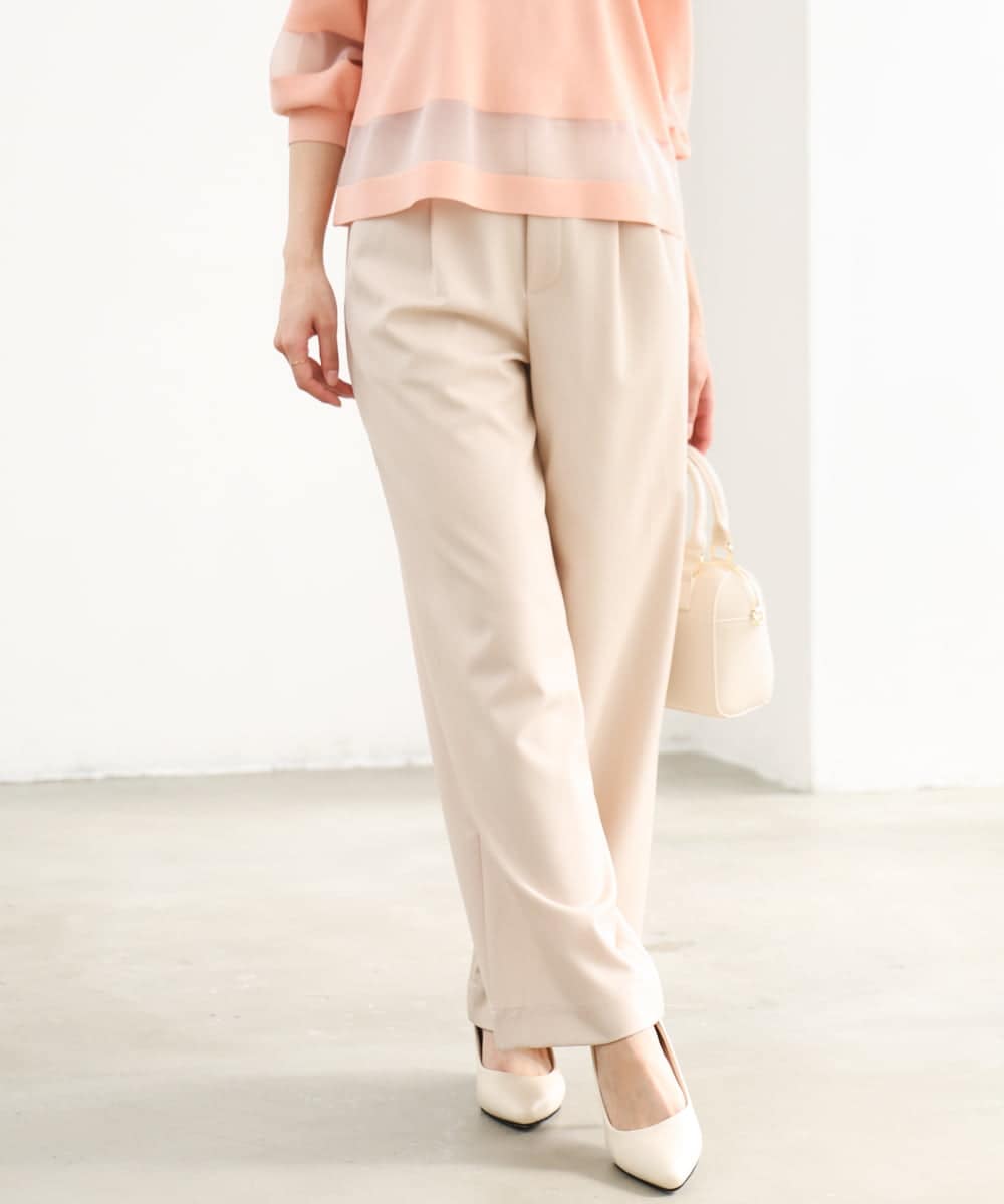 F1LGD30160 MK MICHEL KLEIN(小さいサイズ)(メゾン ドゥ サンク) 【小さいサイズ】[SANAGARAシリーズ]デニムライク ワイドパンツ/接触冷感/UVカット/洗濯機で洗える ネイビー