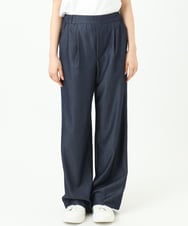 F1LGD30160 MK MICHEL KLEIN(小さいサイズ)(メゾン ドゥ サンク) 【小さいサイズ】[SANAGARAシリーズ]デニムライク ワイドパンツ/接触冷感/UVカット/洗濯機で洗える ネイビー