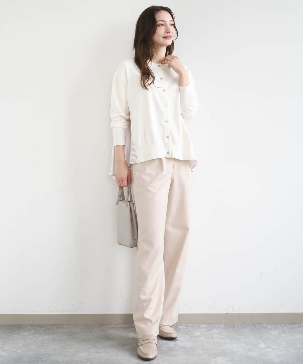 F1LGD30160 MK MICHEL KLEIN(小さいサイズ)(メゾン ドゥ サンク) 【小さいサイズ】[SANAGARAシリーズ]デニムライク ワイドパンツ/接触冷感/UVカット/洗濯機で洗える ネイビー