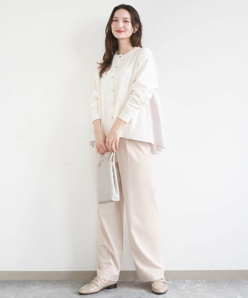 F1LGD30160 MK MICHEL KLEIN(小さいサイズ)(メゾン ドゥ サンク) 【小さいサイズ】[SANAGARAシリーズ]デニムライク ワイドパンツ/接触冷感/UVカット/洗濯機で洗える ネイビー