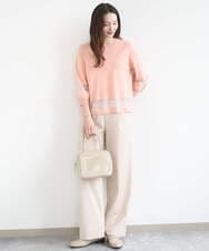 F1LGD30160 MK MICHEL KLEIN(小さいサイズ)(メゾン ドゥ サンク) 【小さいサイズ】[SANAGARAシリーズ]デニムライク ワイドパンツ/接触冷感/UVカット/洗濯機で洗える ネイビー