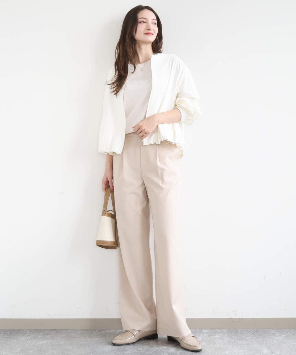 F1LGD30160 MK MICHEL KLEIN(小さいサイズ)(メゾン ドゥ サンク) 【小さいサイズ】[SANAGARAシリーズ]デニムライク ワイドパンツ/接触冷感/UVカット/洗濯機で洗える ネイビー