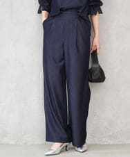 F1LGD30160 MK MICHEL KLEIN(小さいサイズ)(メゾン ドゥ サンク) 【小さいサイズ】[SANAGARAシリーズ]デニムライク ワイドパンツ/接触冷感/UVカット/洗濯機で洗える ネイビー