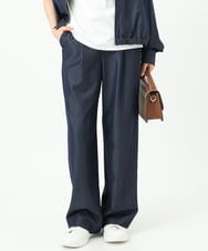 F1LGD30160 MK MICHEL KLEIN(小さいサイズ)(メゾン ドゥ サンク) 【小さいサイズ】[SANAGARAシリーズ]デニムライク ワイドパンツ/接触冷感/UVカット/洗濯機で洗える ネイビー