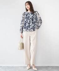 F1LGD30160 MK MICHEL KLEIN(小さいサイズ)(メゾン ドゥ サンク) 【小さいサイズ】[SANAGARAシリーズ]デニムライク ワイドパンツ/接触冷感/UVカット/洗濯機で洗える ネイビー