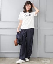 F1LGD30160 MK MICHEL KLEIN(小さいサイズ)(メゾン ドゥ サンク) 【小さいサイズ】[SANAGARAシリーズ]デニムライク ワイドパンツ/接触冷感/UVカット/洗濯機で洗える ネイビー