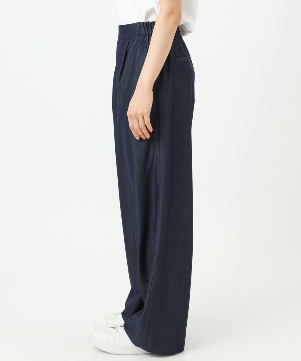 F1LGD30160 MK MICHEL KLEIN(小さいサイズ)(メゾン ドゥ サンク) 【小さいサイズ】[SANAGARAシリーズ]デニムライク ワイドパンツ/接触冷感/UVカット/洗濯機で洗える ネイビー