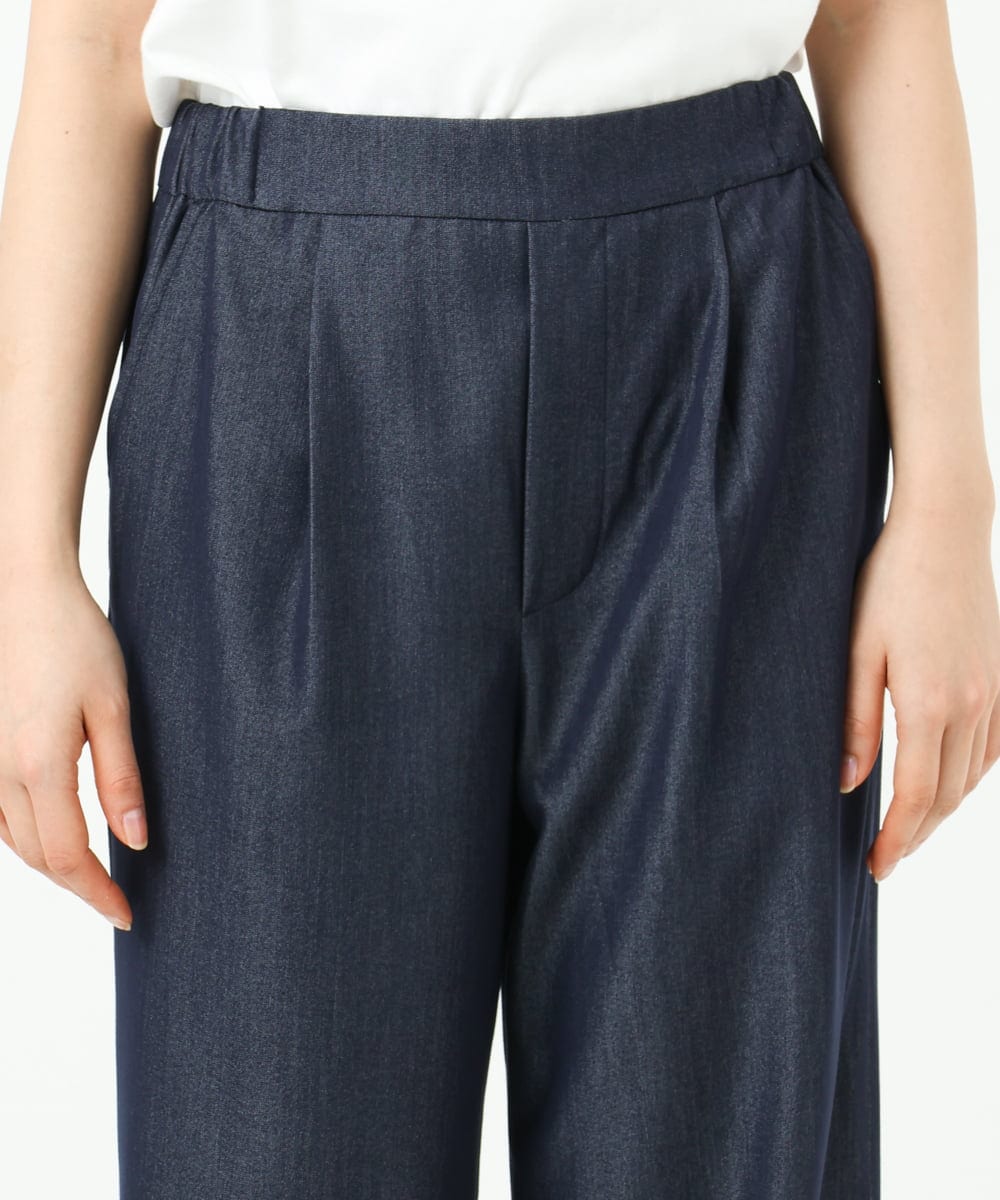 F1LGD30160 MK MICHEL KLEIN(小さいサイズ)(メゾン ドゥ サンク) 【小さいサイズ】[SANAGARAシリーズ]デニムライク ワイドパンツ/接触冷感/UVカット/洗濯機で洗える ネイビー