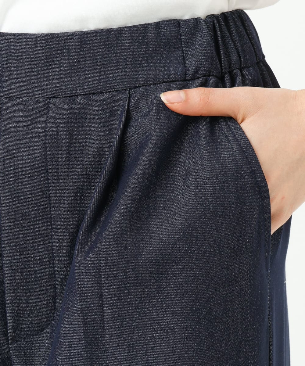 F1LGD30160 MK MICHEL KLEIN(小さいサイズ)(メゾン ドゥ サンク) 【小さいサイズ】[SANAGARAシリーズ]デニムライク ワイドパンツ/接触冷感/UVカット/洗濯機で洗える ネイビー