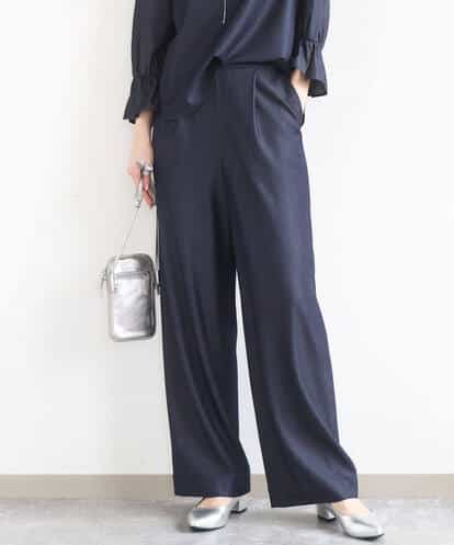 F1LGD30160  【小さいサイズ】[SANAGARAシリーズ]デニムライク ワイドパンツ/接触冷感/UVカット/洗濯機で洗える