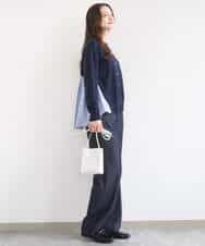 F1LGD30160 MK MICHEL KLEIN(小さいサイズ)(メゾン ドゥ サンク) 【小さいサイズ】[SANAGARAシリーズ]デニムライク ワイドパンツ/接触冷感/UVカット/洗濯機で洗える ネイビー