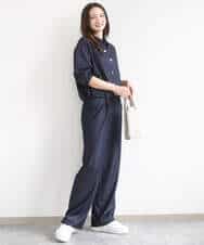 F1LGD30160 MK MICHEL KLEIN(小さいサイズ)(メゾン ドゥ サンク) 【小さいサイズ】[SANAGARAシリーズ]デニムライク ワイドパンツ/接触冷感/UVカット/洗濯機で洗える ネイビー