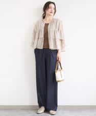 F1LGD30160 MK MICHEL KLEIN(小さいサイズ)(メゾン ドゥ サンク) 【小さいサイズ】[SANAGARAシリーズ]デニムライク ワイドパンツ/接触冷感/UVカット/洗濯機で洗える ネイビー