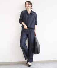 F1LGD30160 MK MICHEL KLEIN(小さいサイズ)(メゾン ドゥ サンク) 【小さいサイズ】[SANAGARAシリーズ]デニムライク ワイドパンツ/接触冷感/UVカット/洗濯機で洗える ネイビー