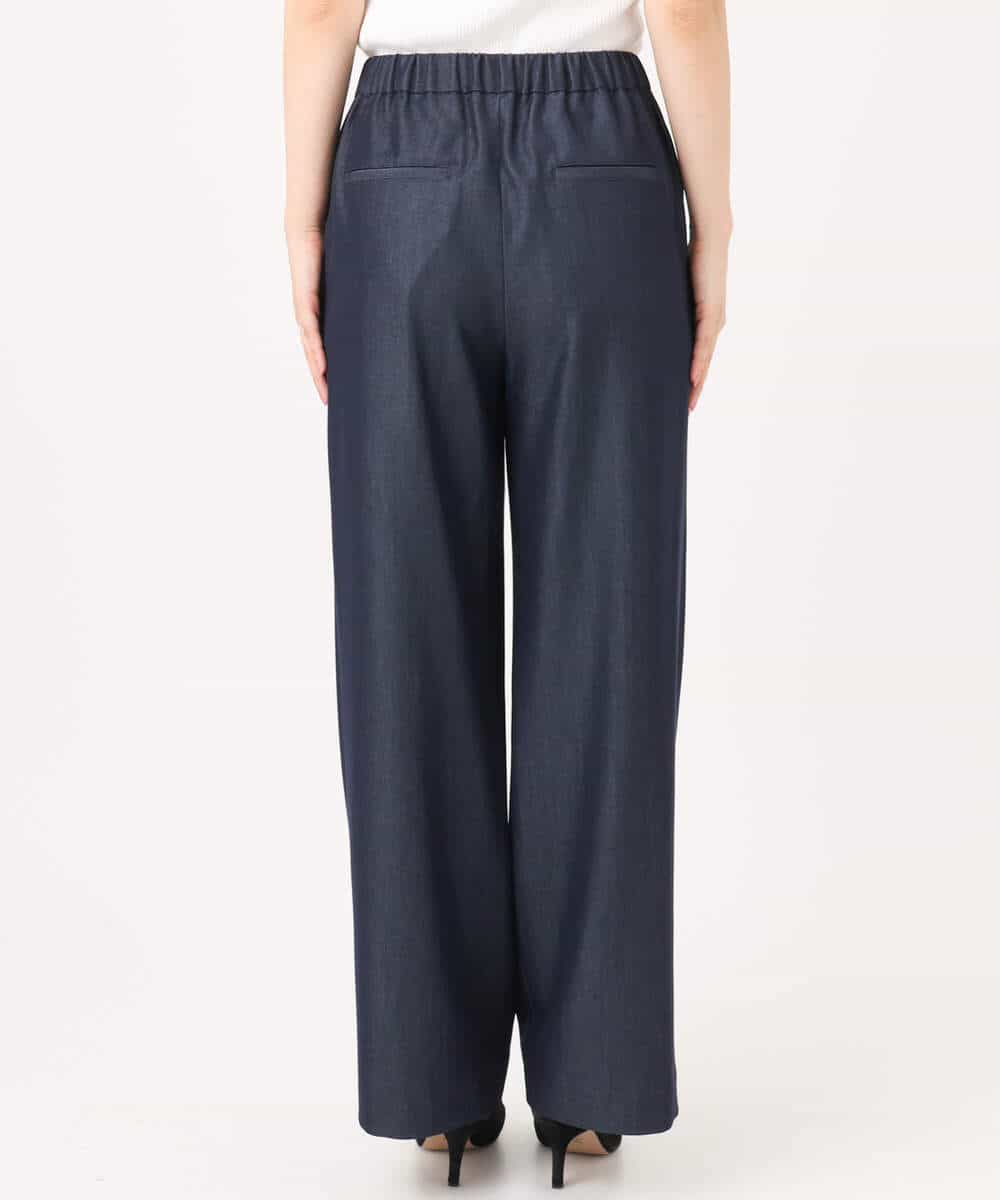 F1LGD30160 MK MICHEL KLEIN(小さいサイズ)(メゾン ドゥ サンク) 【小さいサイズ】[SANAGARAシリーズ]デニムライク ワイドパンツ/接触冷感/UVカット/洗濯機で洗える ネイビー