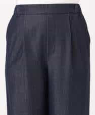 F1LGD30160 MK MICHEL KLEIN(小さいサイズ)(メゾン ドゥ サンク) 【小さいサイズ】[SANAGARAシリーズ]デニムライク ワイドパンツ/接触冷感/UVカット/洗濯機で洗える ネイビー