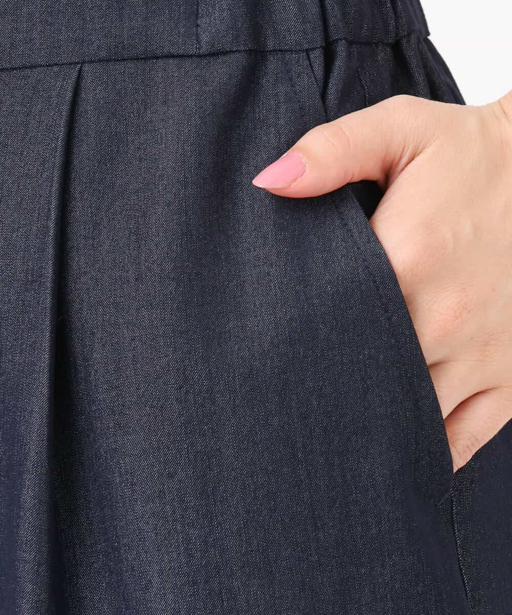 F1LGD30160 MK MICHEL KLEIN(小さいサイズ)(メゾン ドゥ サンク) 【小さいサイズ】[SANAGARAシリーズ]デニムライク ワイドパンツ/接触冷感/UVカット/洗濯機で洗える ネイビー