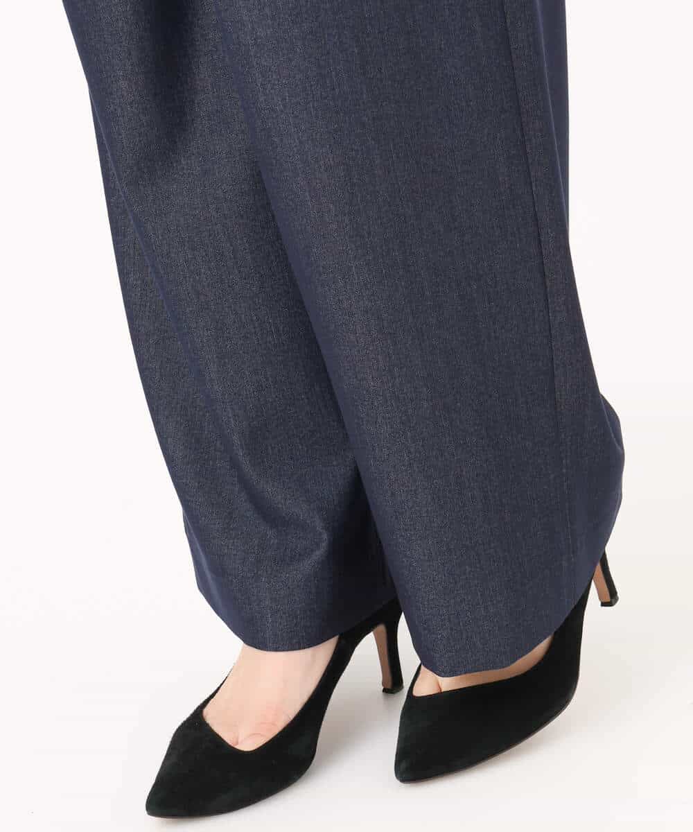 F1LGD30160 MK MICHEL KLEIN(小さいサイズ)(メゾン ドゥ サンク) 【小さいサイズ】[SANAGARAシリーズ]デニムライク ワイドパンツ/接触冷感/UVカット/洗濯機で洗える ネイビー