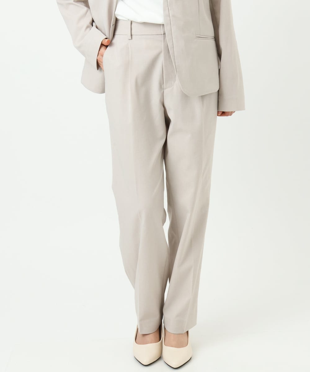 F1LGD33170 MK MICHEL KLEIN(小さいサイズ)(メゾン ドゥ サンク) 【小さいサイズ】ドライタッチストレッチ テーパードパンツ/イージーケア/洗濯機で洗える グレージュ