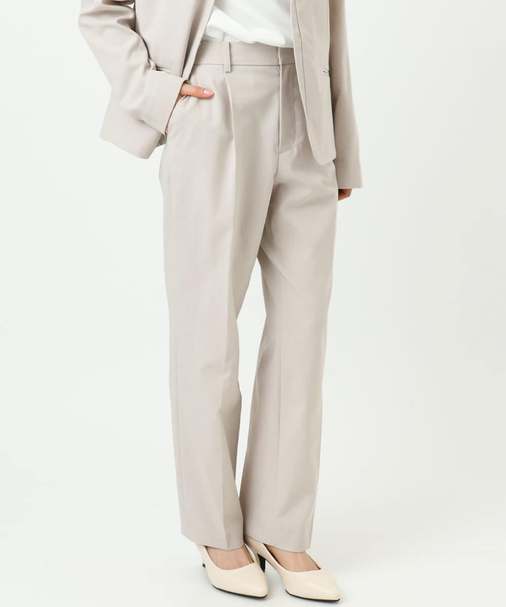 F1LGD33170 MK MICHEL KLEIN(小さいサイズ)(メゾン ドゥ サンク) 【小さいサイズ】ドライタッチストレッチ テーパードパンツ/イージーケア/洗濯機で洗える グレージュ