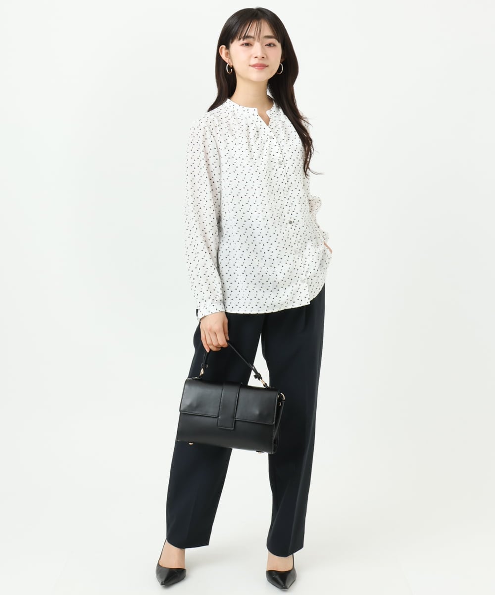 F1LGD33170 MK MICHEL KLEIN(小さいサイズ)(メゾン ドゥ サンク) 【小さいサイズ】ドライタッチストレッチ テーパードパンツ/イージーケア/洗濯機で洗える グレージュ